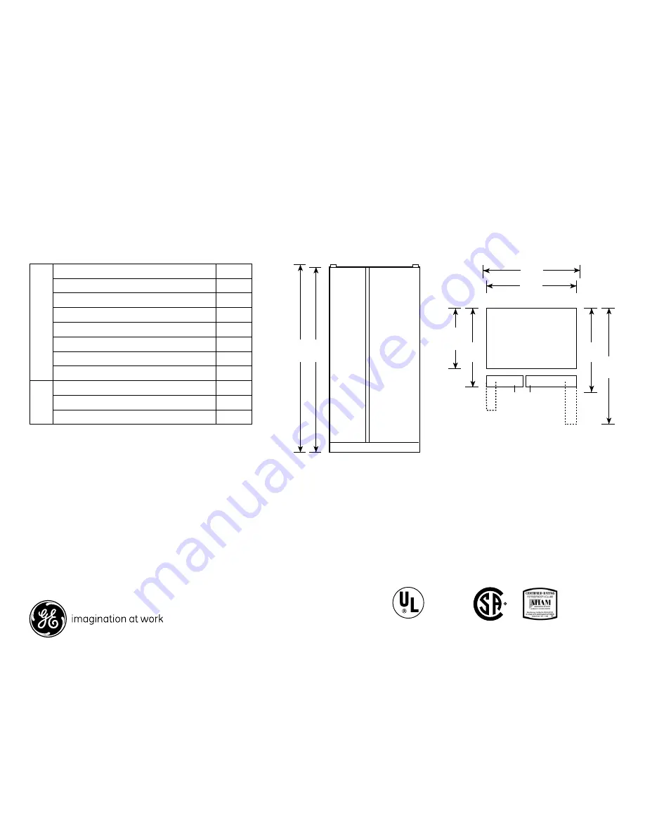 GE GSCS3PGXSS Dimensions And Installation Information Download Page 1