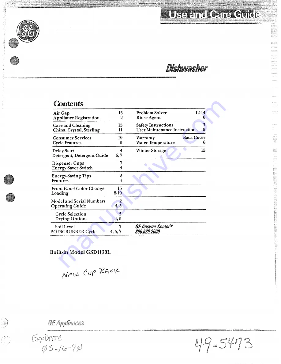 GE GSD1130L Скачать руководство пользователя страница 1