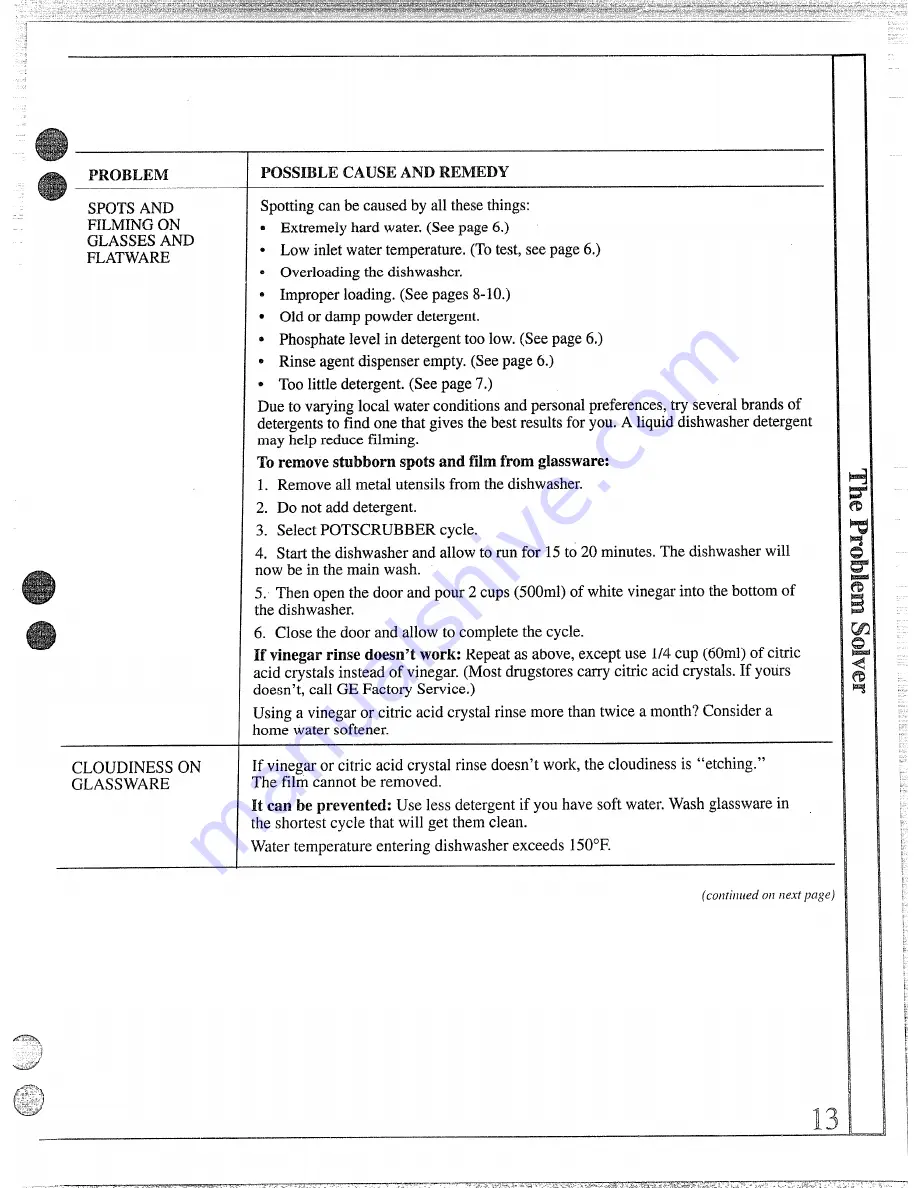 GE GSD1140P Use And Care Manual Download Page 13