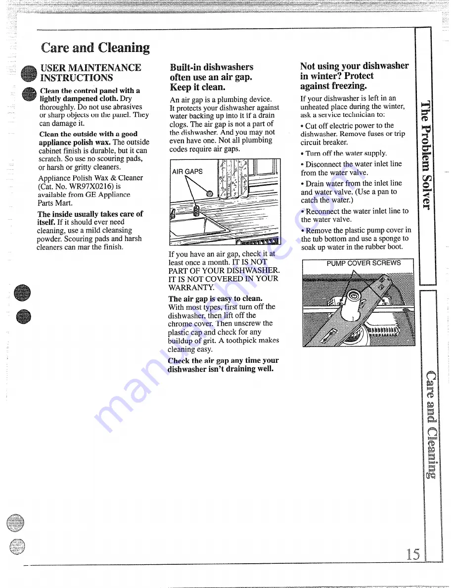 GE GSD1140P Use And Care Manual Download Page 15