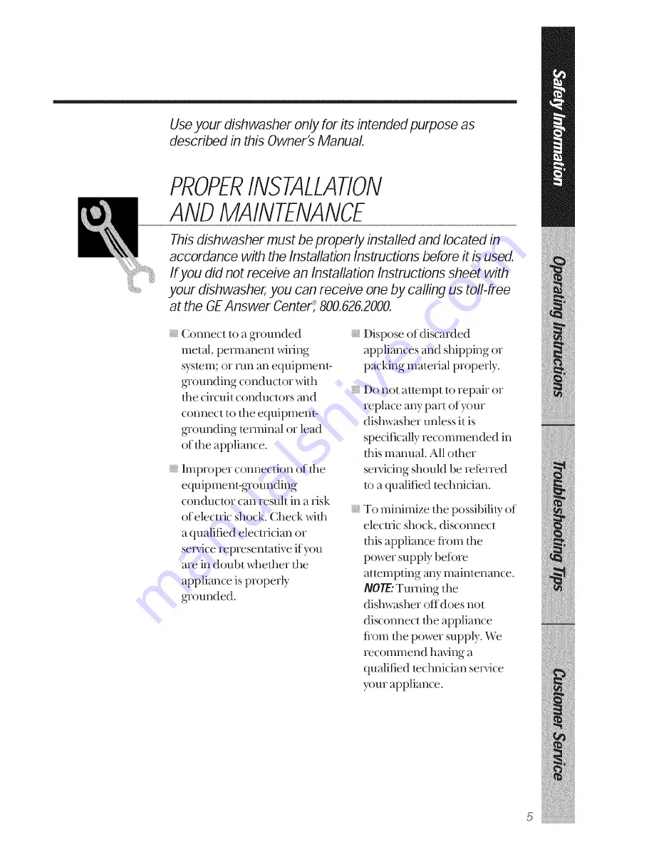 GE GSD1150 Owner'S Manual Download Page 5