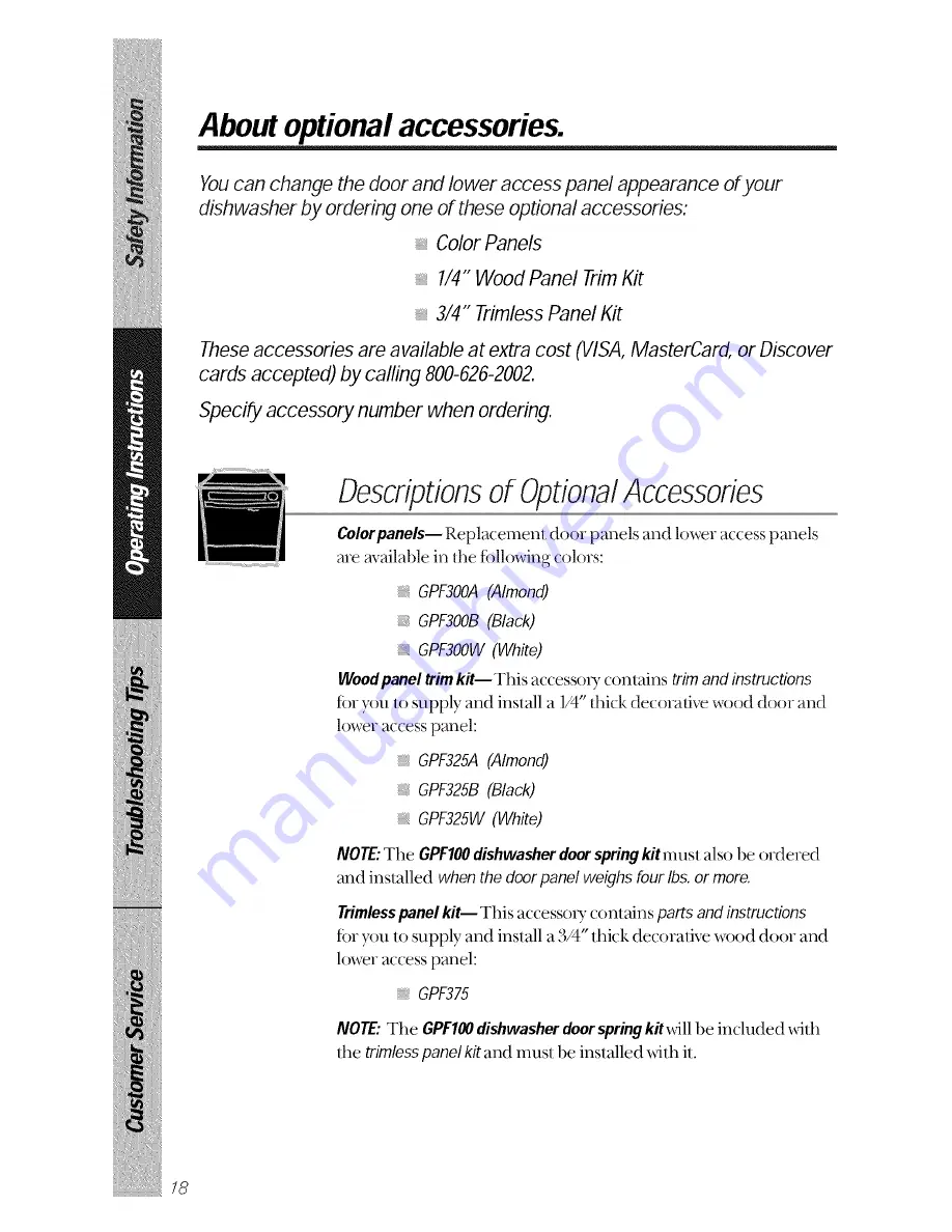 GE GSD2000 series Owner'S Manual Download Page 18