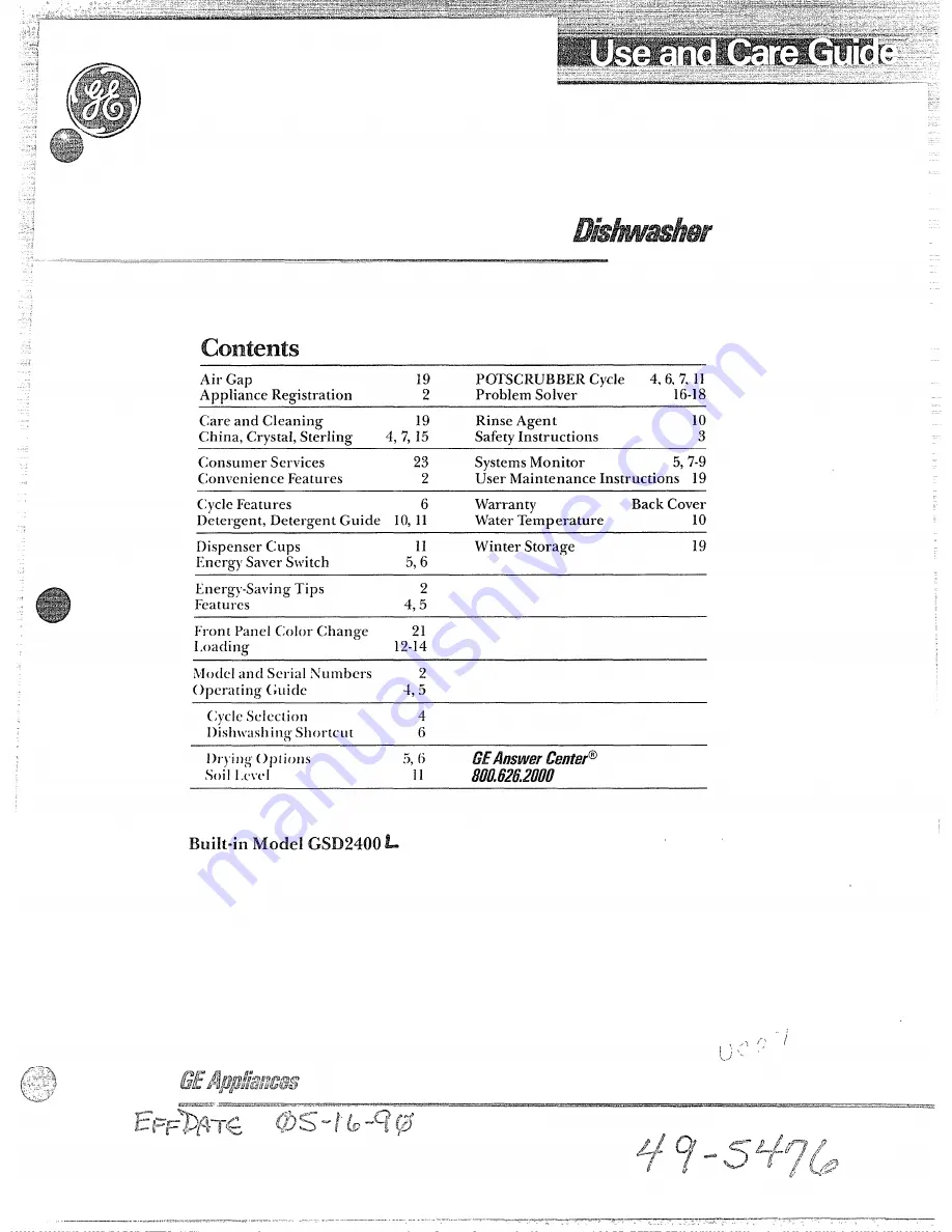 GE GSD2400L Скачать руководство пользователя страница 1