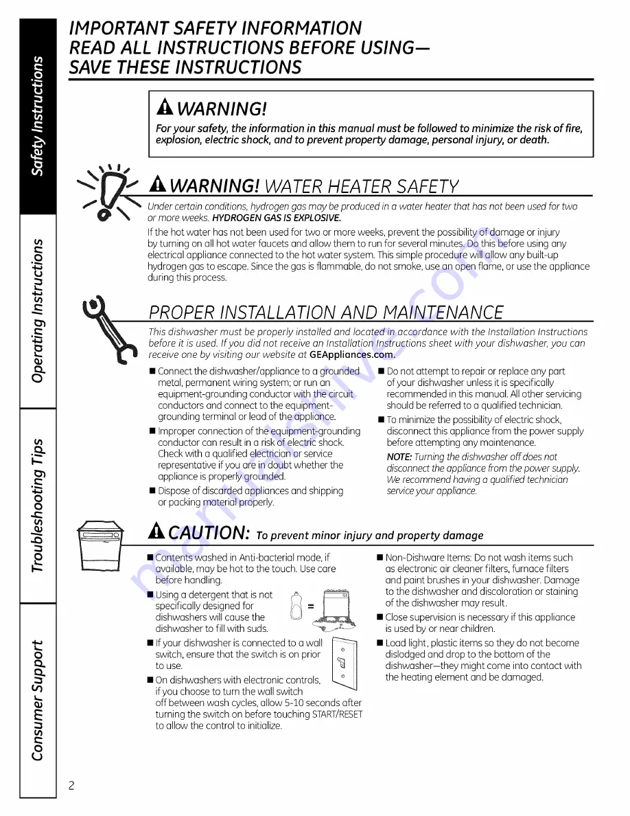 GE GSD3300D00BB Owner'S Manual Download Page 2