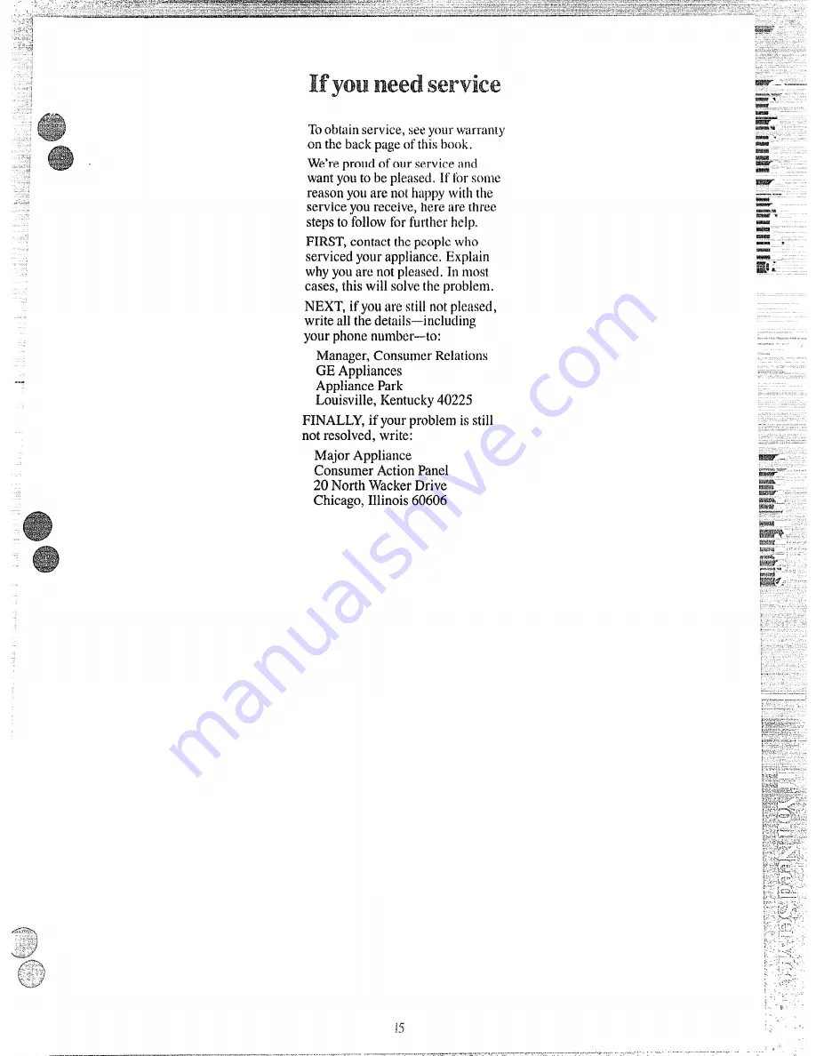 GE GSD600L Use And Care Manual Download Page 15