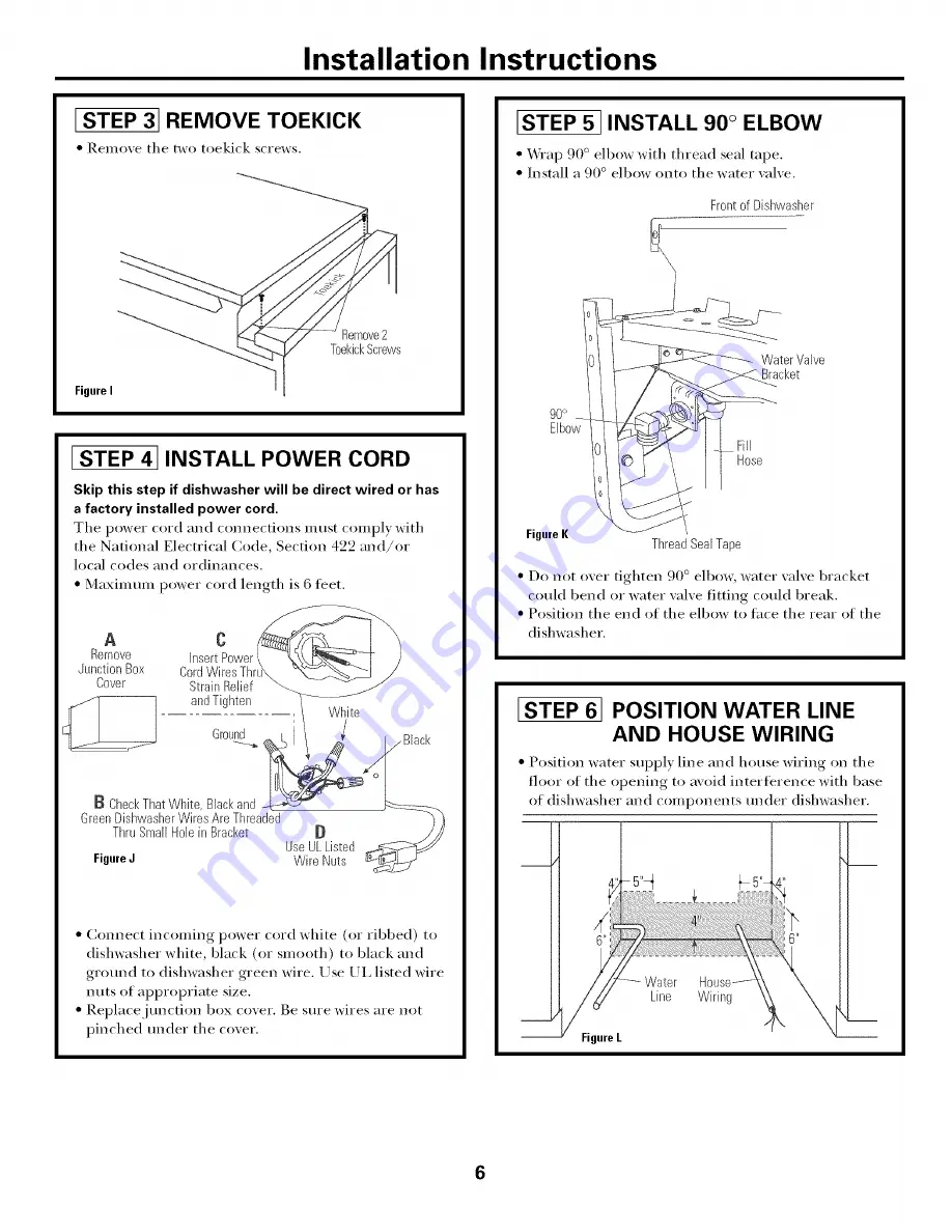 GE GSD6300J10WW Installation Instructions Manual Download Page 6