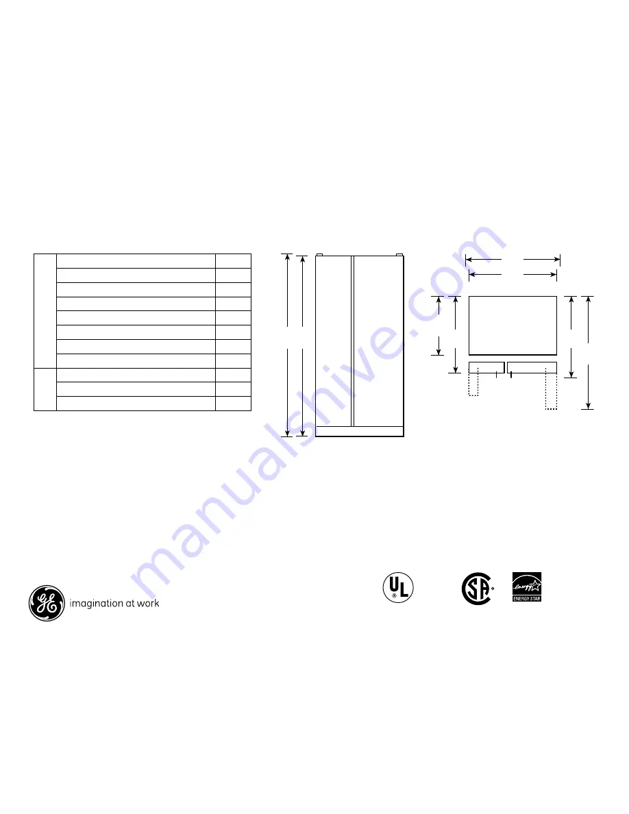 GE GSHS3KGX Dimensions And Installation Information Download Page 1