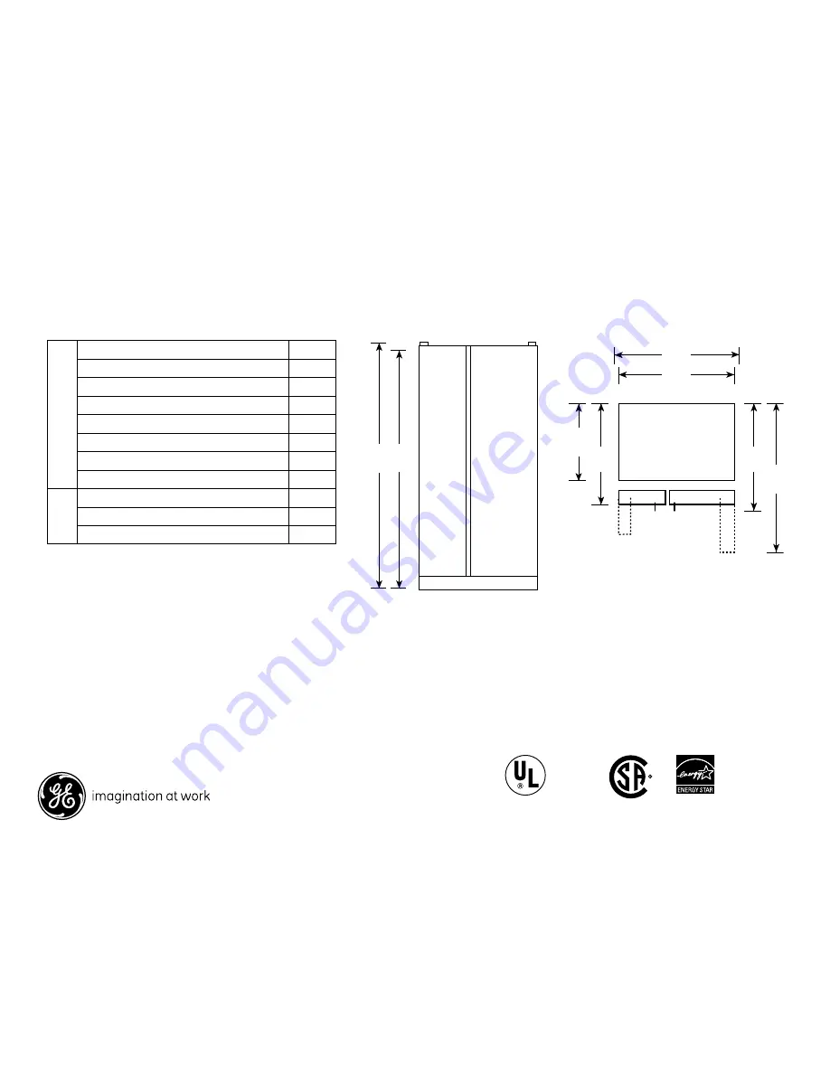 GE GSL25JGCLB Dimensions And Installation Information Download Page 1