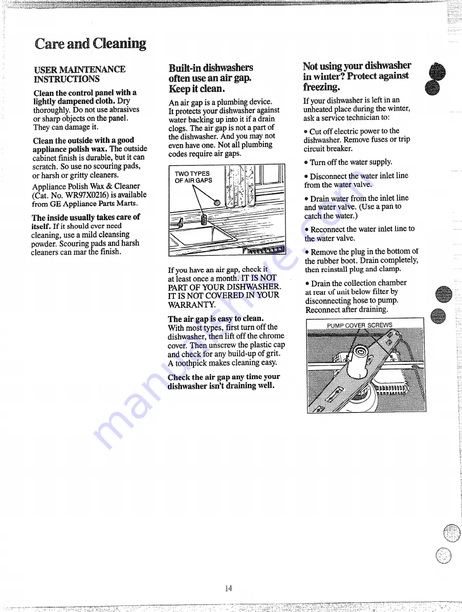 GE GSM603G Use And Care Manual Download Page 14