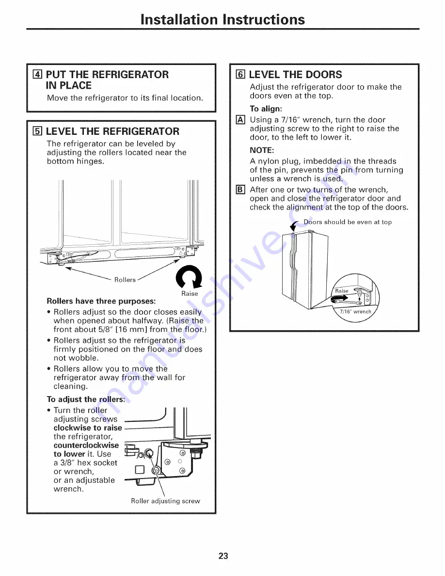 GE GSS25LSWJSS and Owner'S Manual And Installation Download Page 23