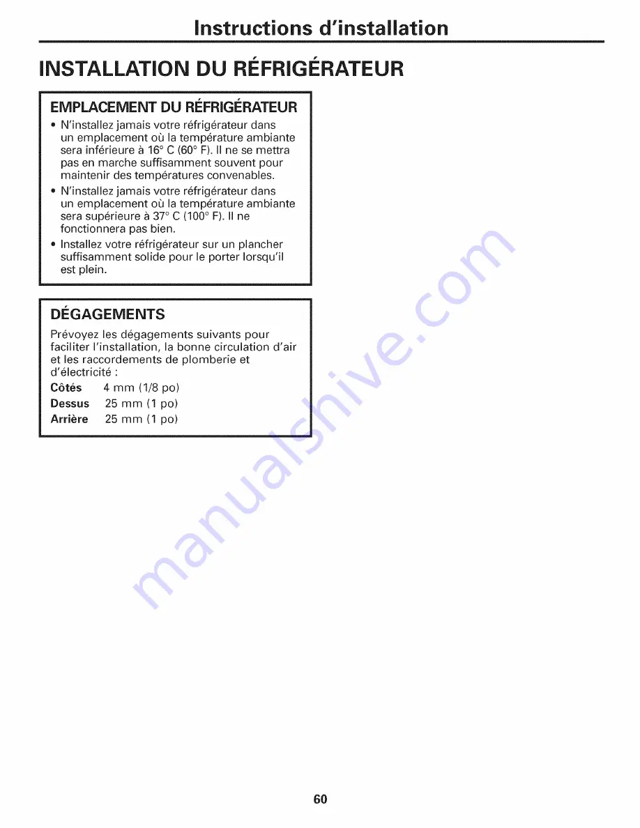 GE GSS25LSWJSS and Owner'S Manual And Installation Download Page 60