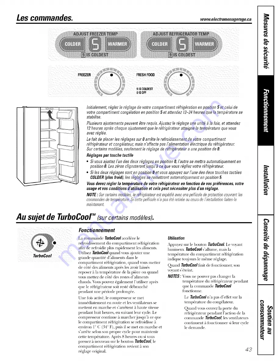 GE GSS25TGPECC and Owner'S Manual And Installation Download Page 43