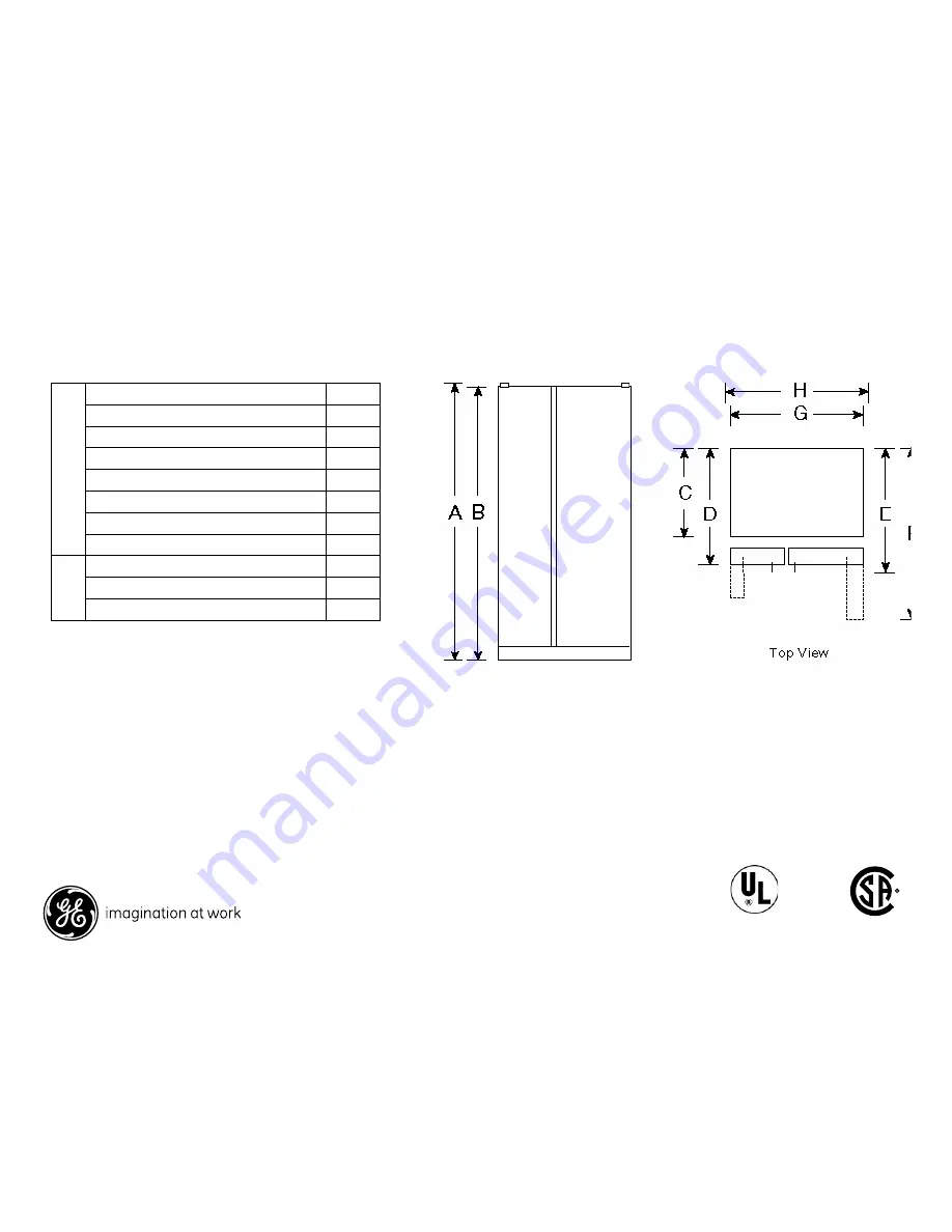 GE GSS26KHWSS Dimensions And Installation Information Download Page 1