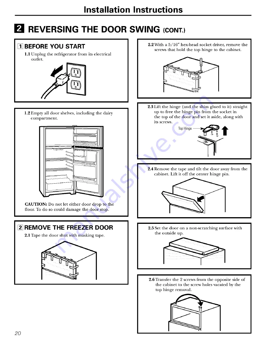 GE GTH15BBRFLCC and Owner'S Manual And Installation Instructions Download Page 20