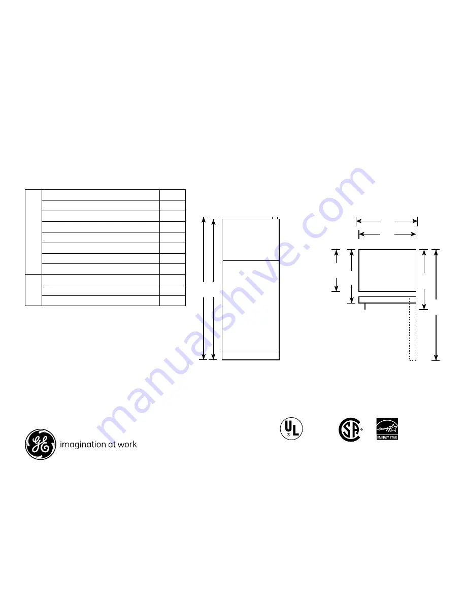 GE GTH16BBSL Dimensions And Installation Information Download Page 1