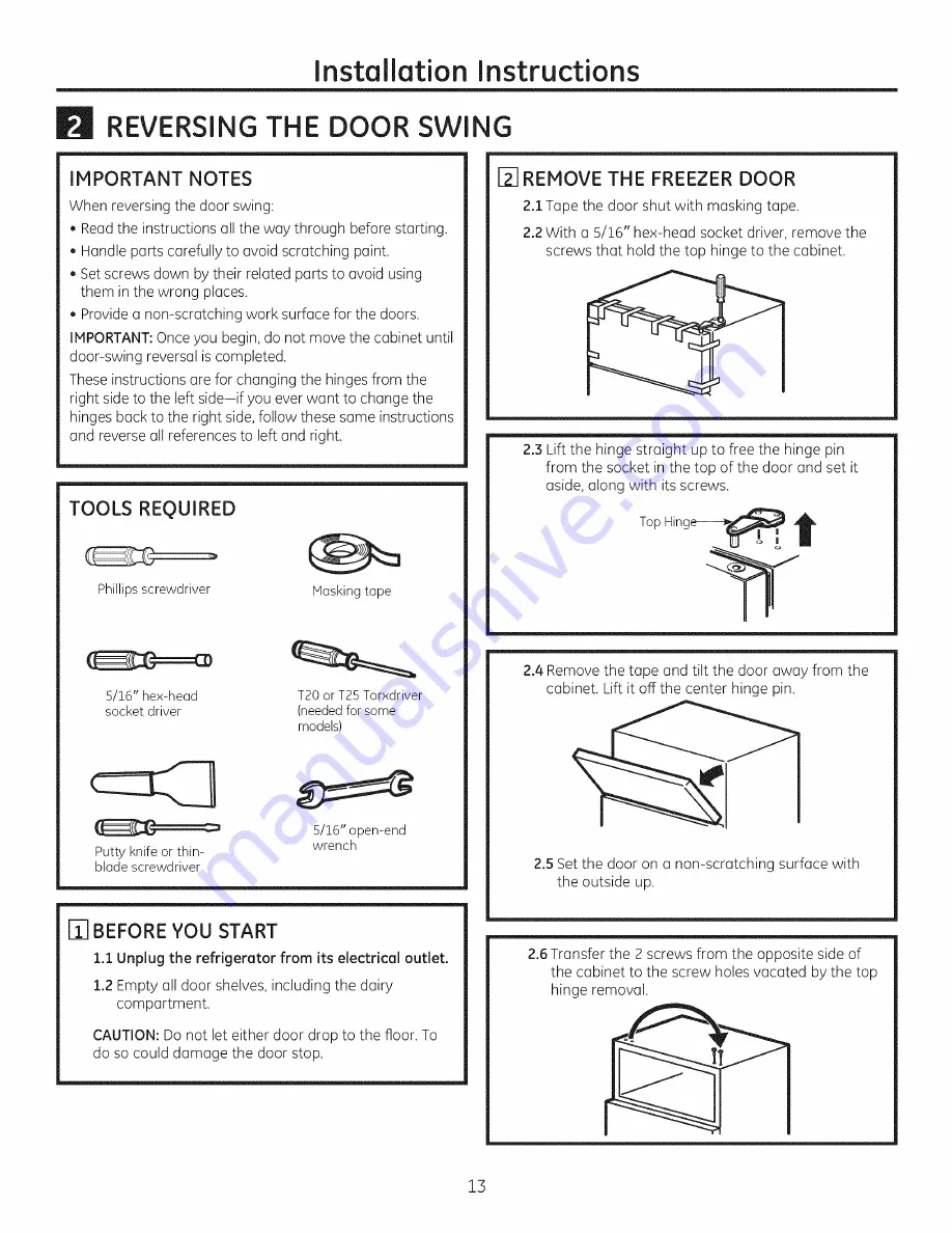 GE GTH18CCEHRBB Owner'S Manual And Installation Instructions Download Page 13