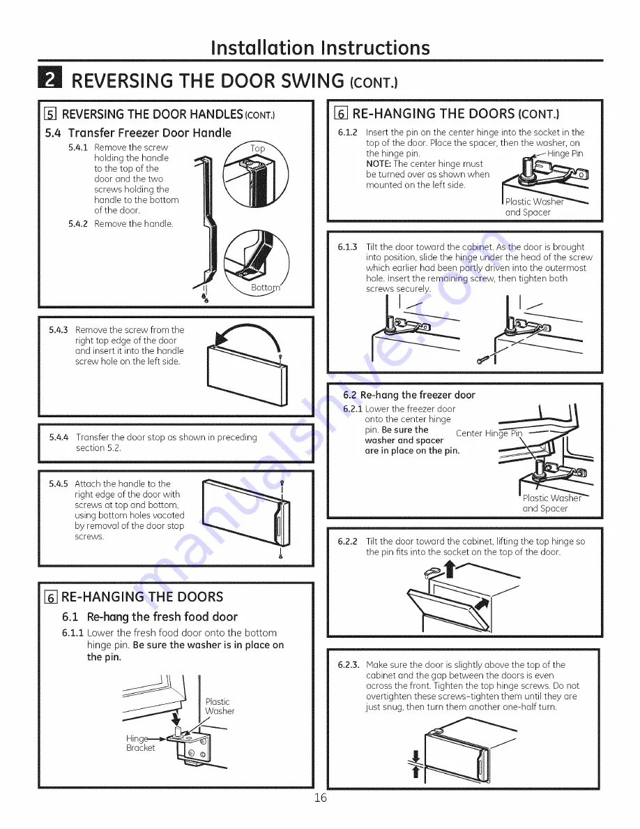 GE GTH18CCEHRBB Owner'S Manual And Installation Instructions Download Page 16