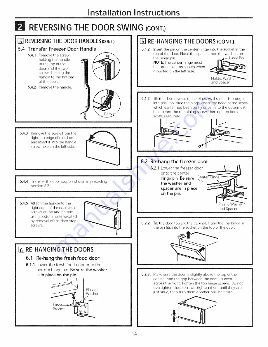 GE GTH18GBDHRBB Owner'S Manual And Installation Instructions Download Page 14