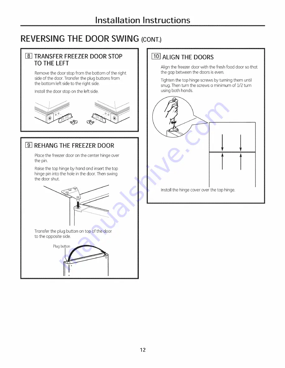 GE GTL12 Owner'S Manual And Installation Instructions Download Page 12