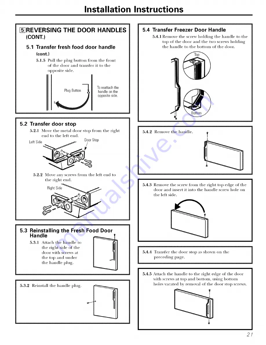 GE GTL17JBWERBS and Owner'S Manual And Installation Instructions Download Page 21