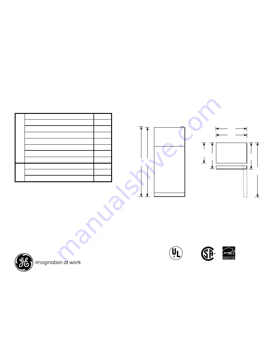 GE GTN18BBCWW Dimensions And Installation Information Download Page 1