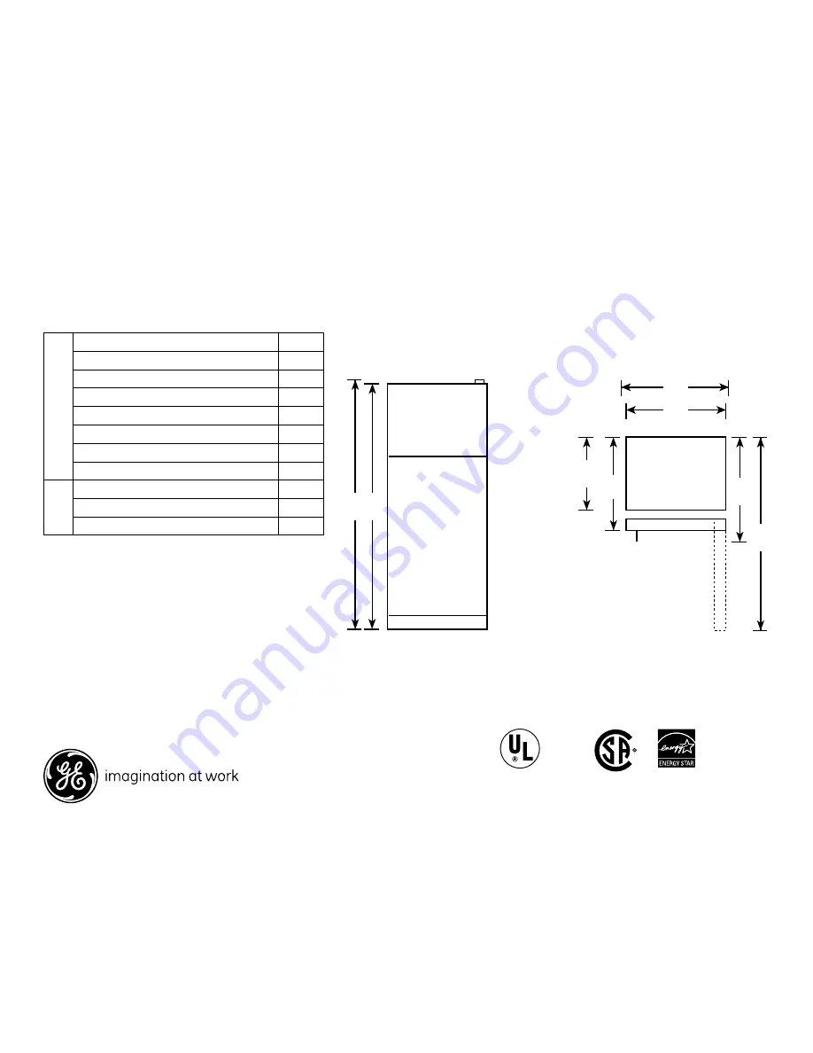 GE GTN18BBTWW Dimensions And Installation Information Download Page 1