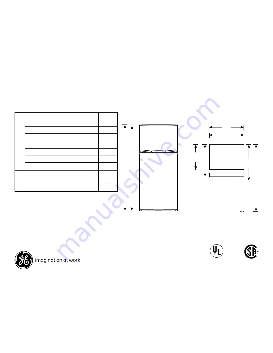 GE GTR12GBEWW Dimensions And Installation Information Download Page 1