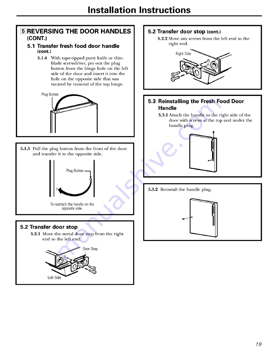 GE GTT16BBSARCC and Owner'S Manual And Installation Instructions Download Page 19