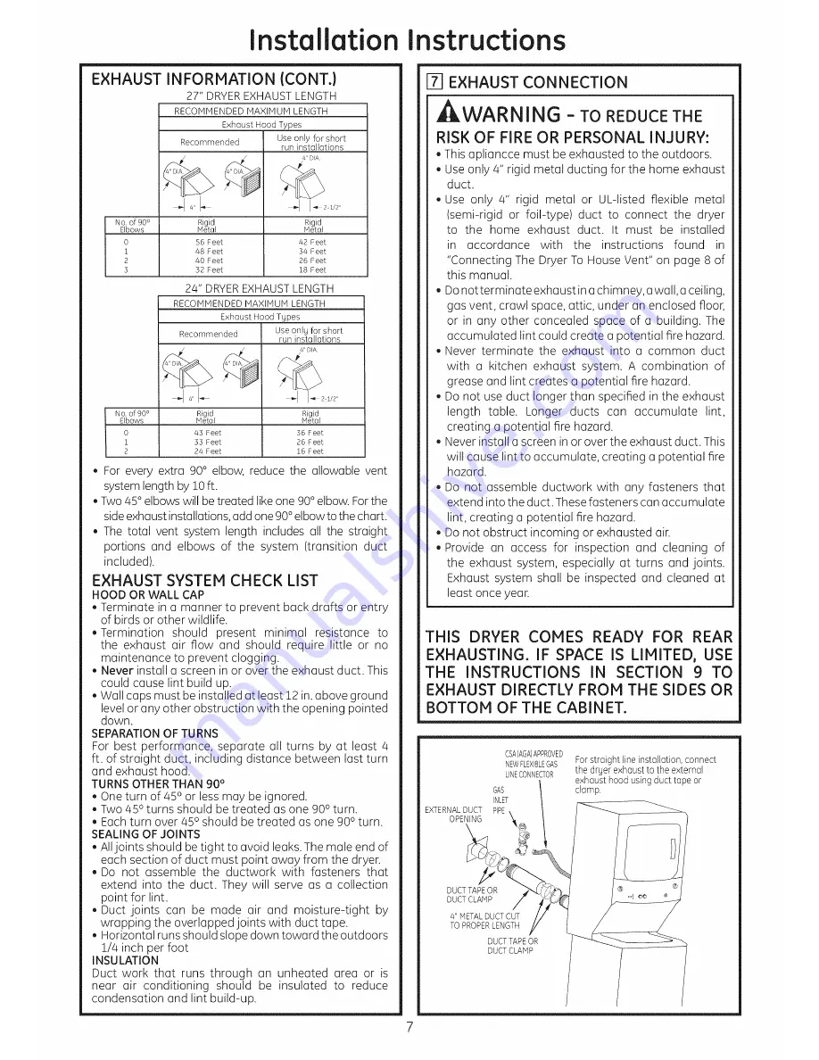 GE GTUN275EM2WW Installation Instructions Manual Download Page 7