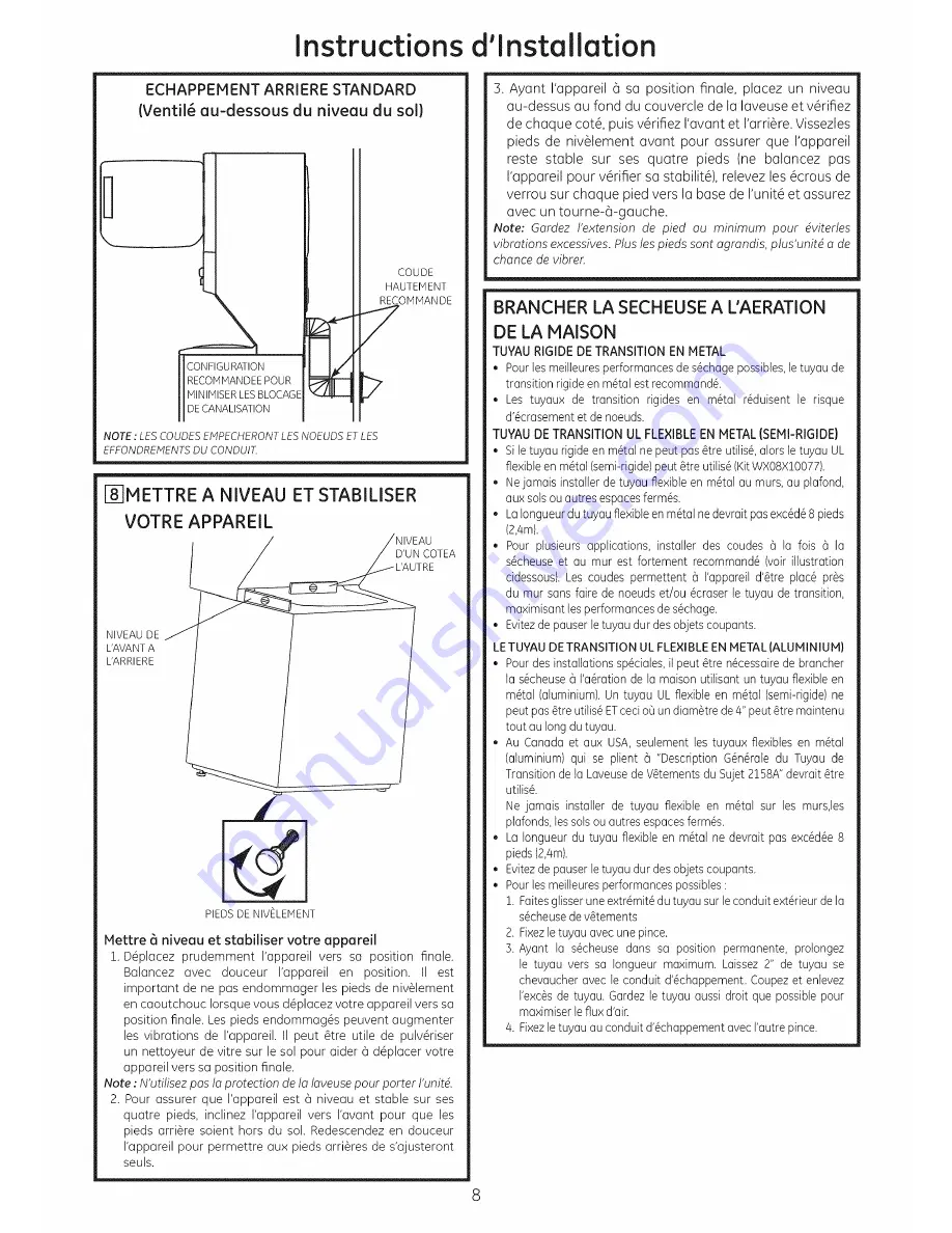 GE GTUN275EM2WW Installation Instructions Manual Download Page 20