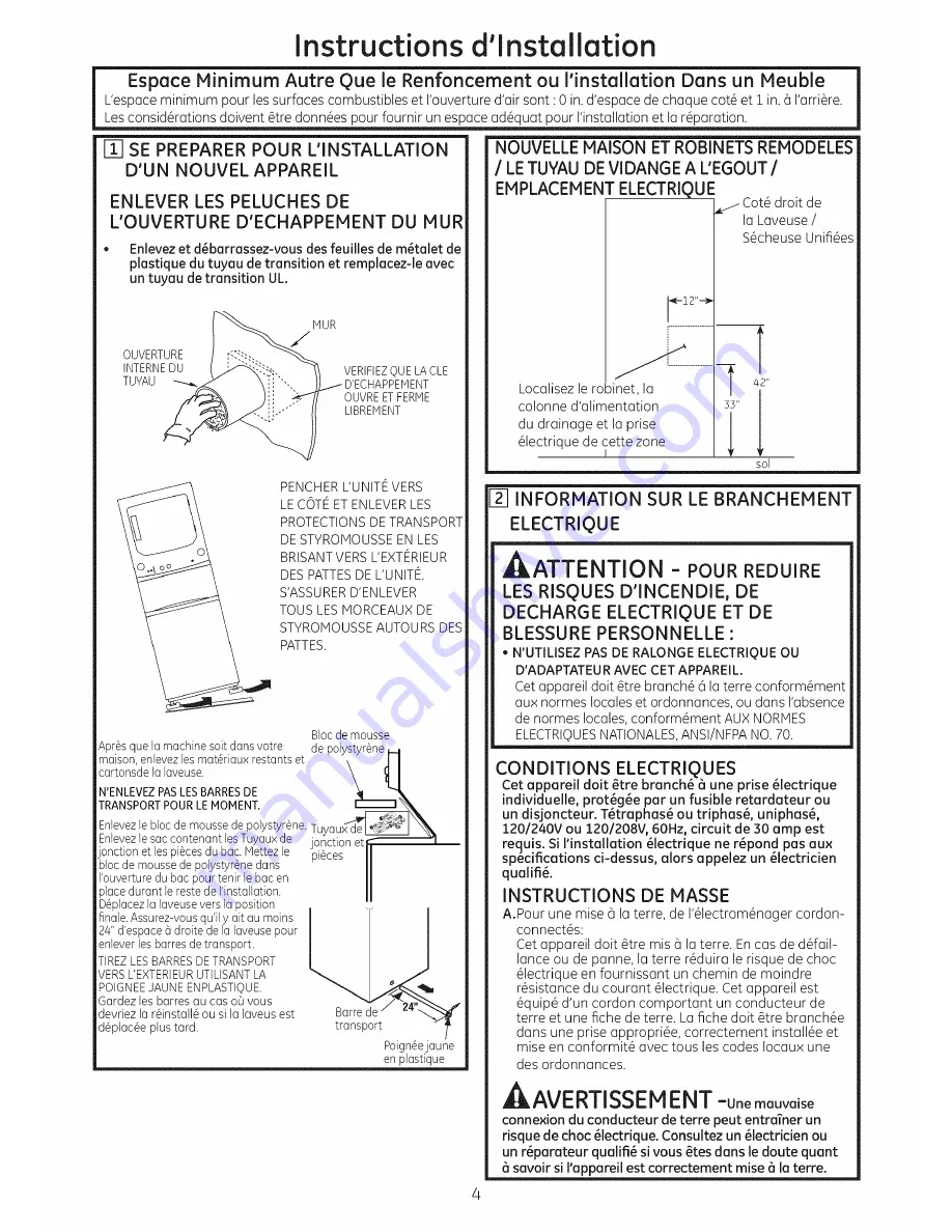 GE GTUP240EM1WW Installation Instructions Manual Download Page 16