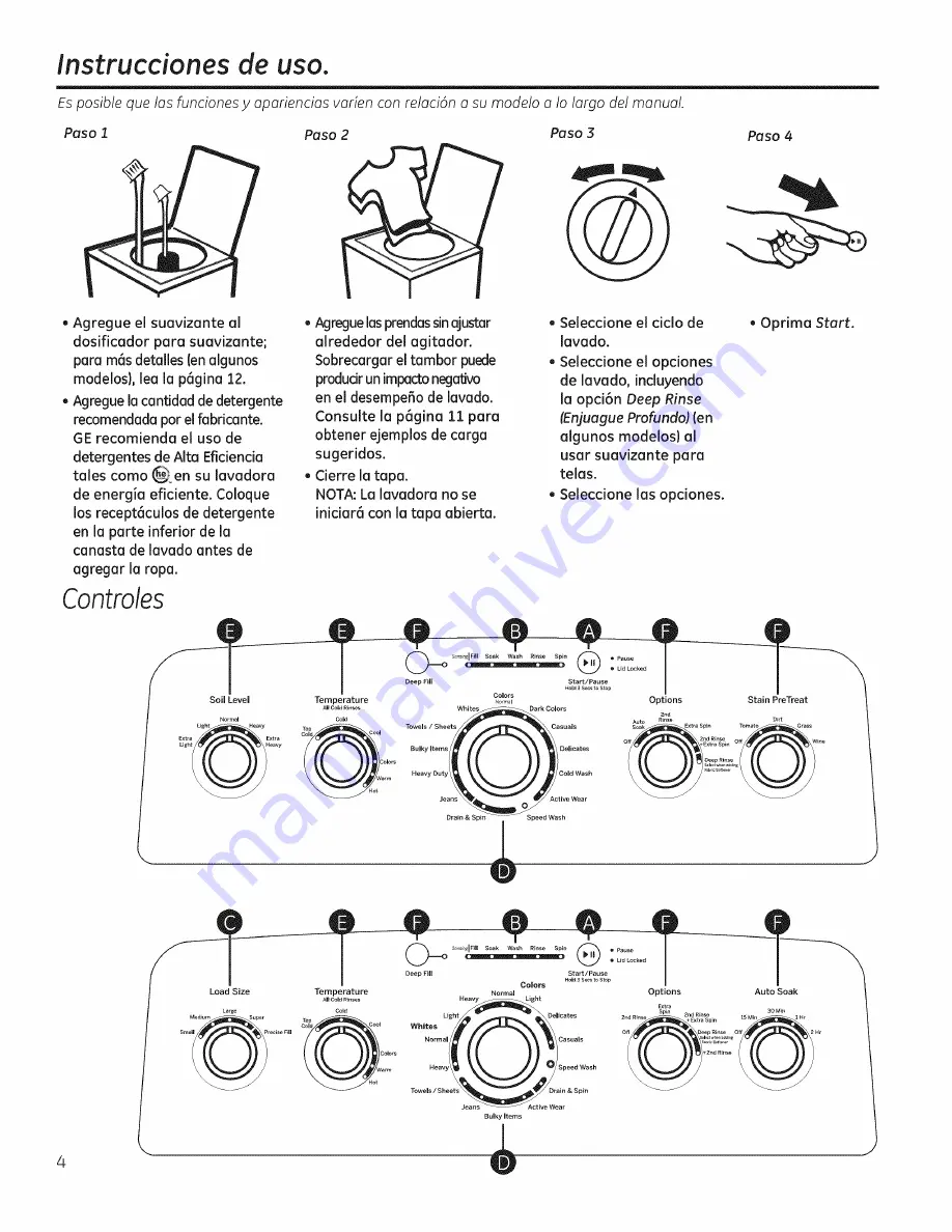 GE GTW460 Owner'S Manual And Installation Instructions Download Page 56