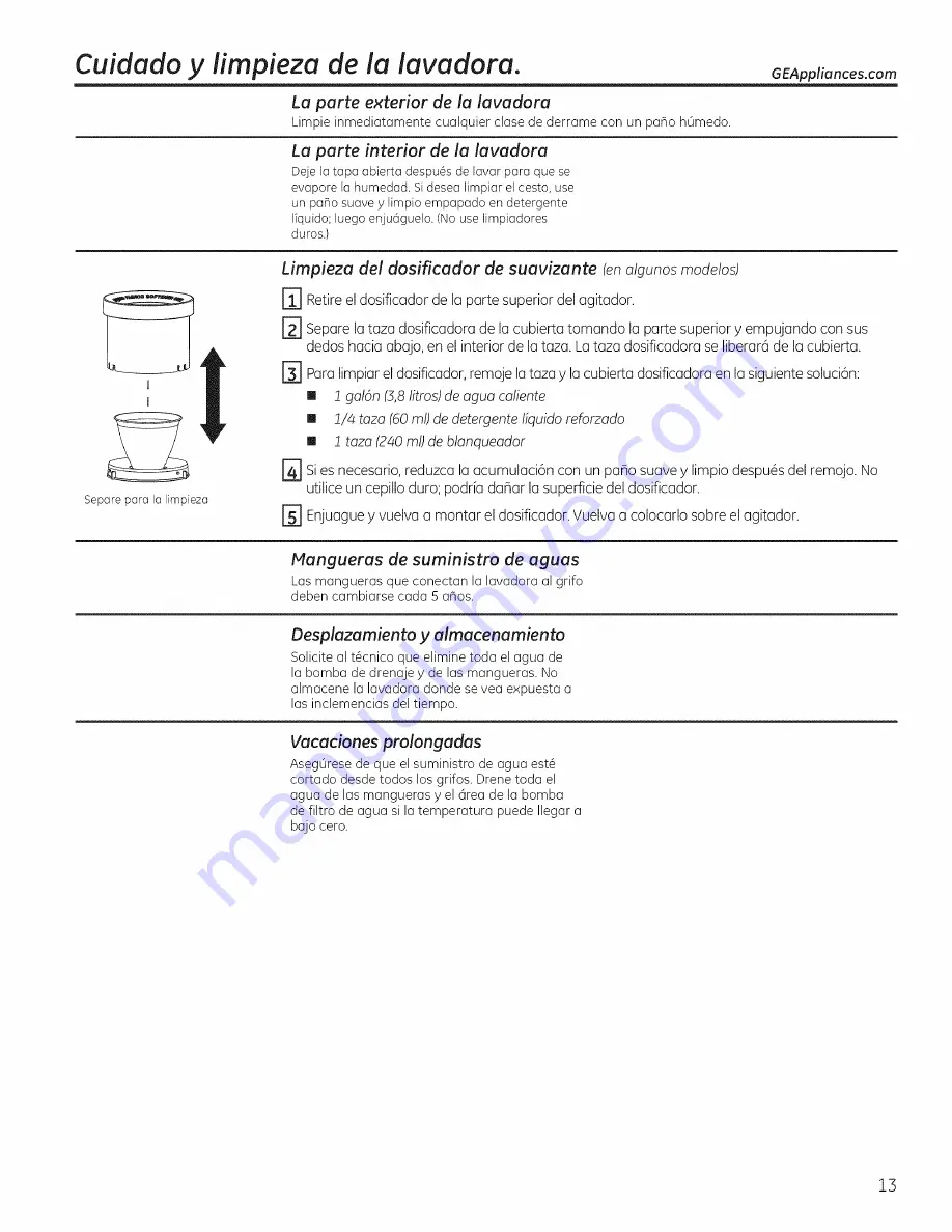 GE GTW460 Owner'S Manual And Installation Instructions Download Page 65