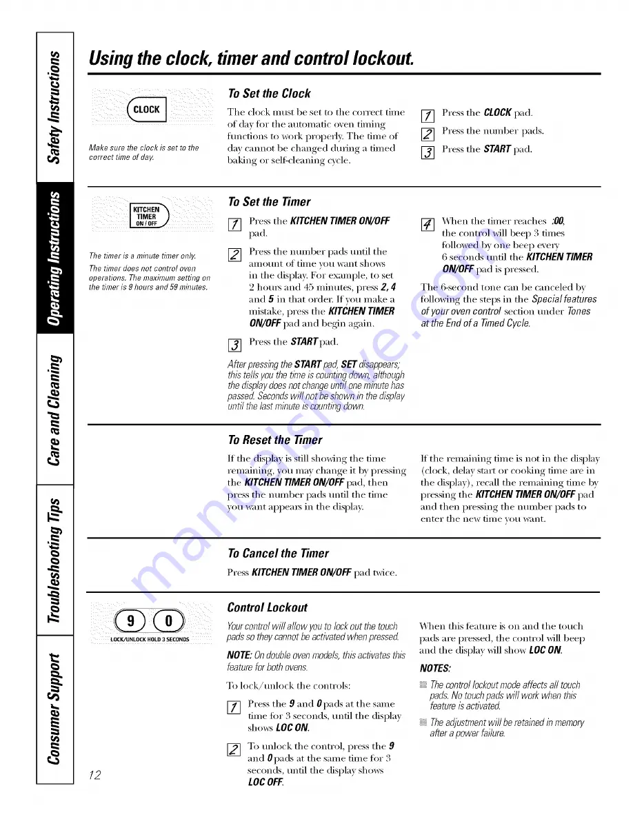 GE J7912 Owner'S Manual Download Page 12