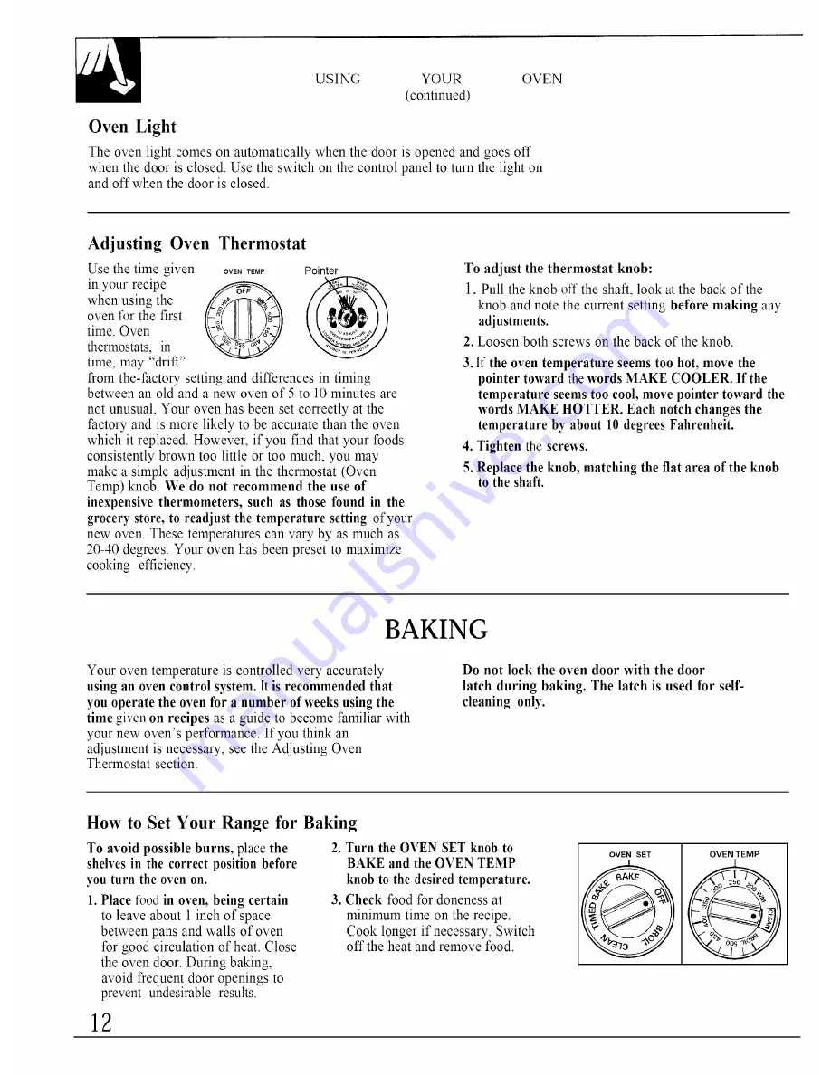 GE JB575GR Use And Care Manual Download Page 12