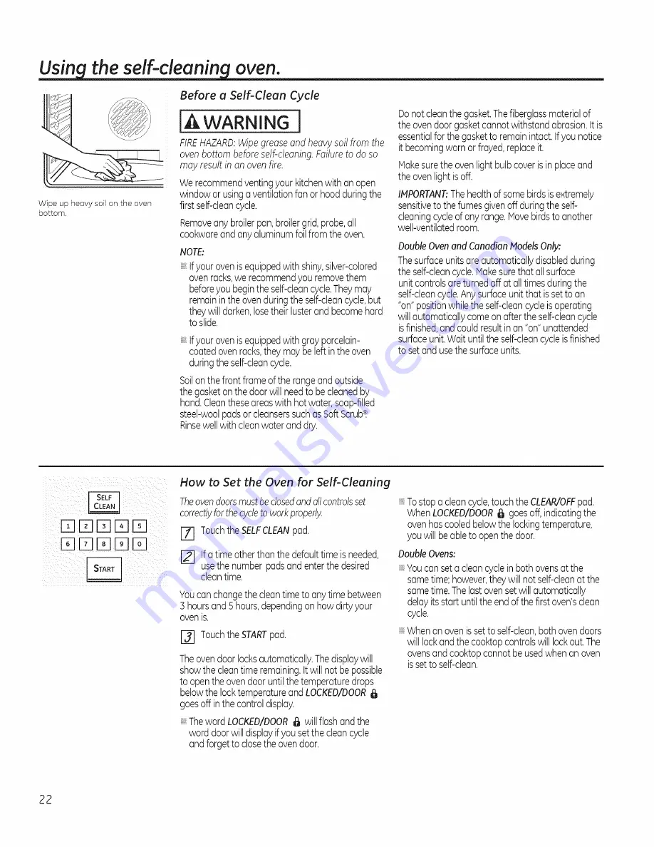 GE JB705DT1BB Owner'S Manual Download Page 22