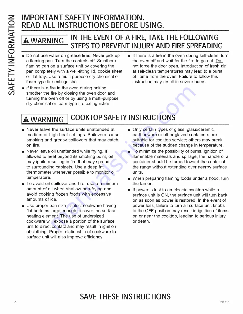 GE JB870DF2BB Owner'S Manual Download Page 4