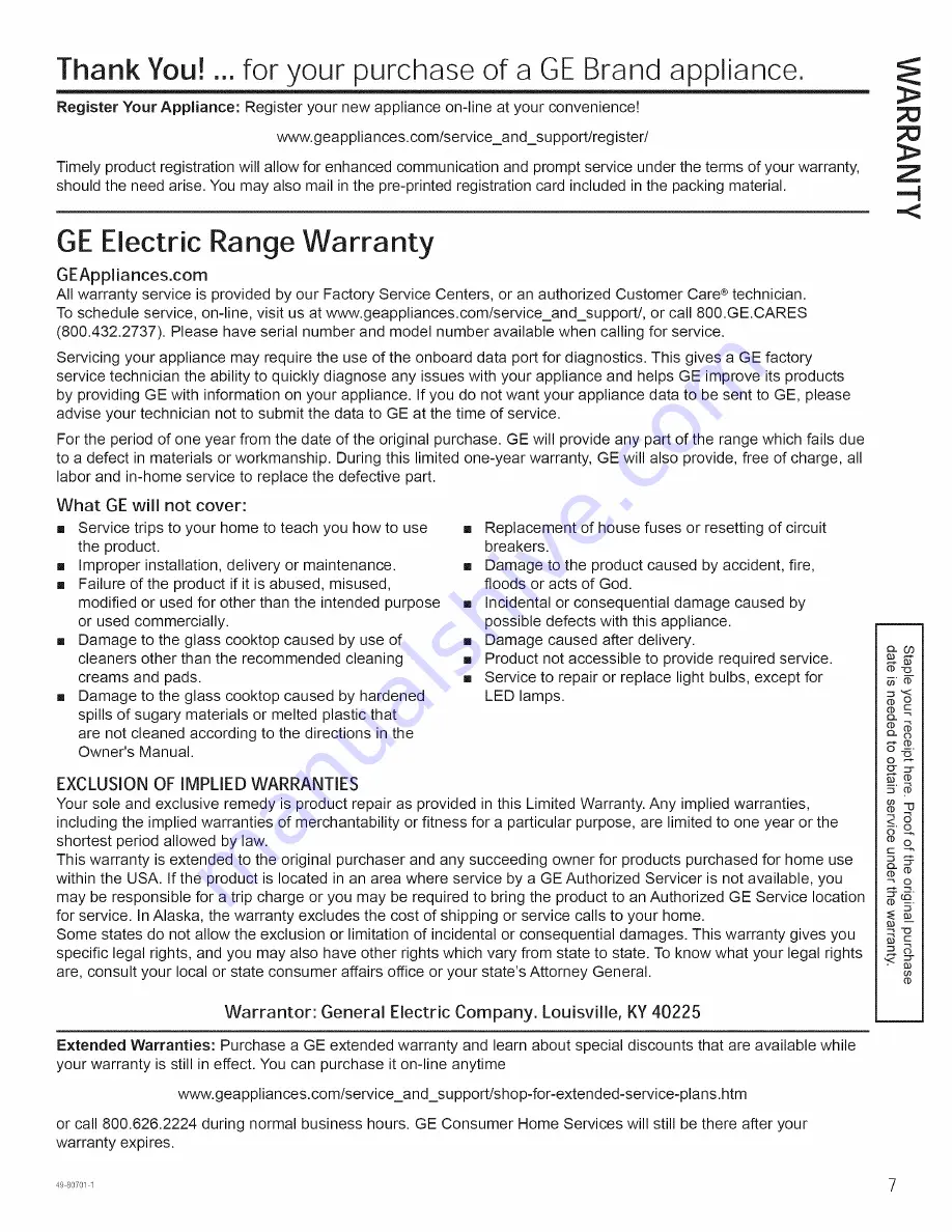 GE JB870DF2BB Owner'S Manual Download Page 7