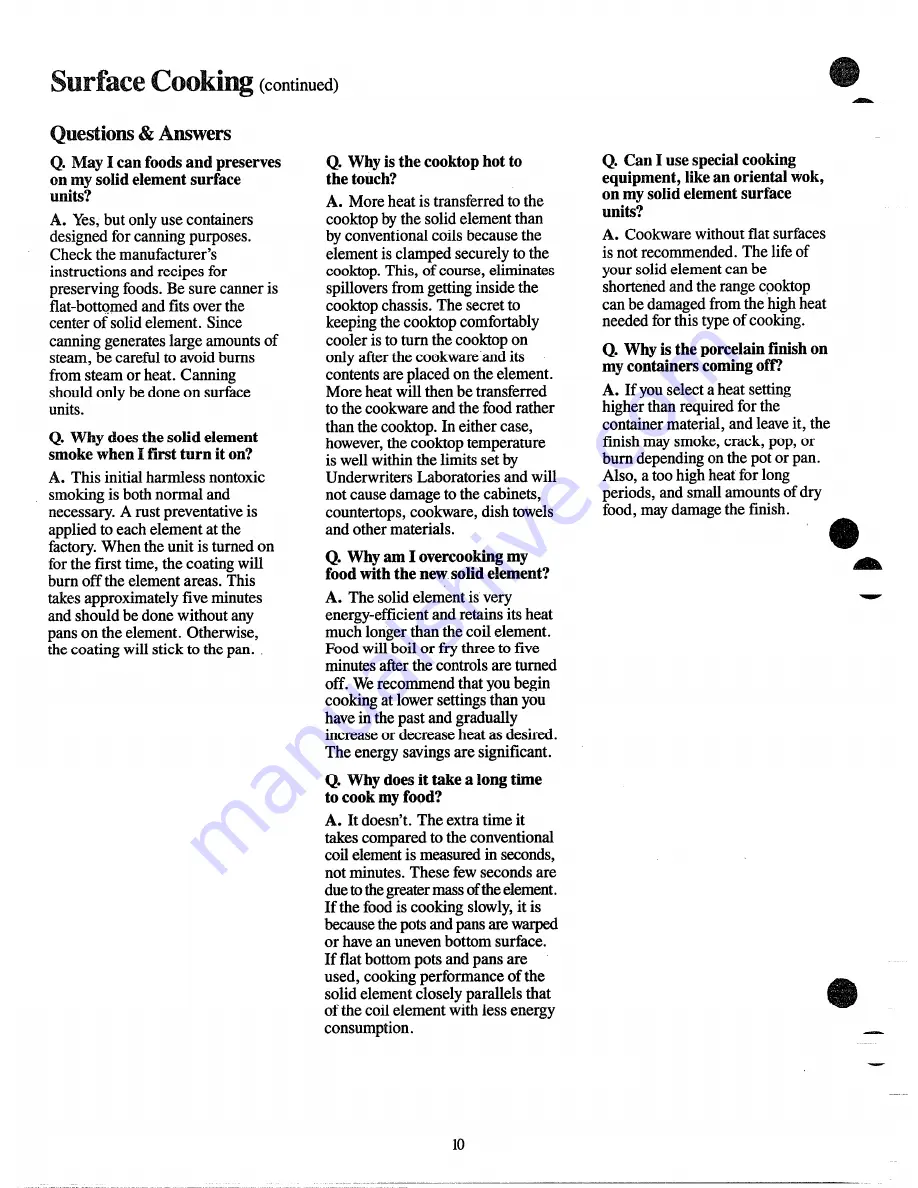 GE JBP28G Use And Care Manual Download Page 10