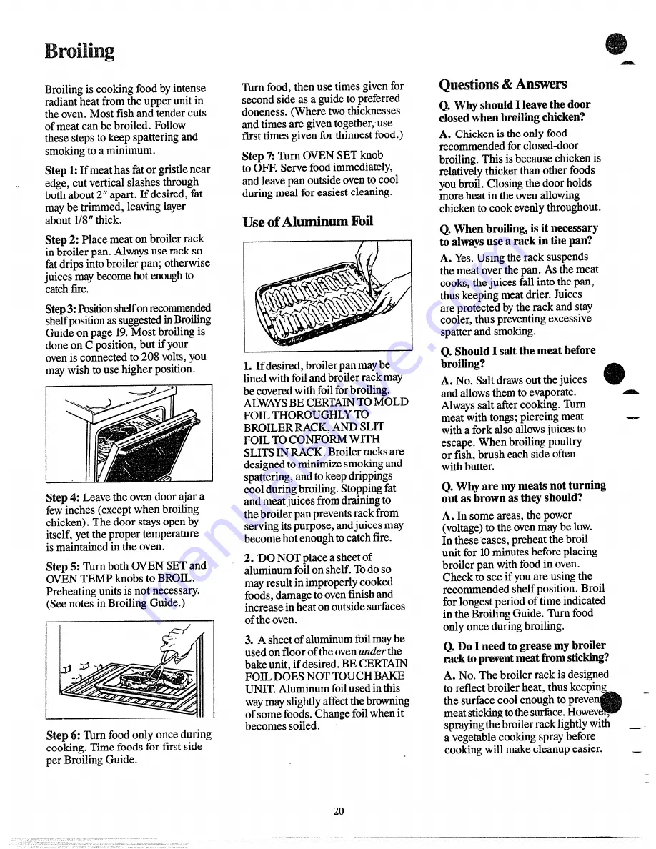 GE JBP28G Use And Care Manual Download Page 20