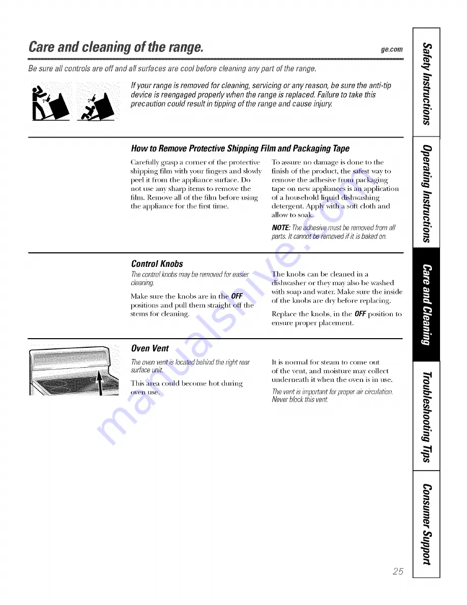 GE JBP81 Owner'S Manual Download Page 25