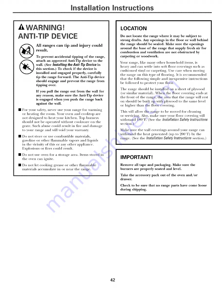 GE JCB900 Owner'S Manual & Installation Instructions Download Page 42