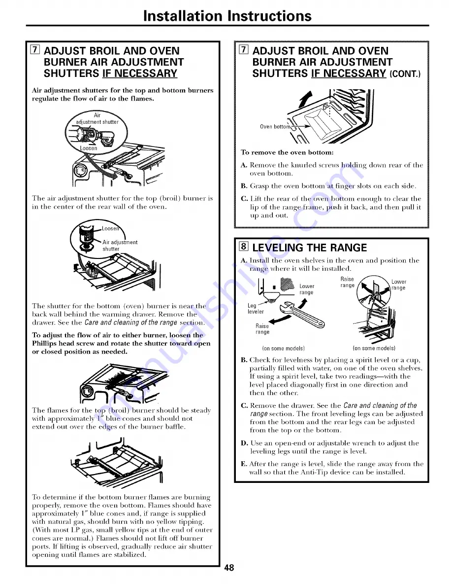 GE JCB900 Owner'S Manual & Installation Instructions Download Page 48