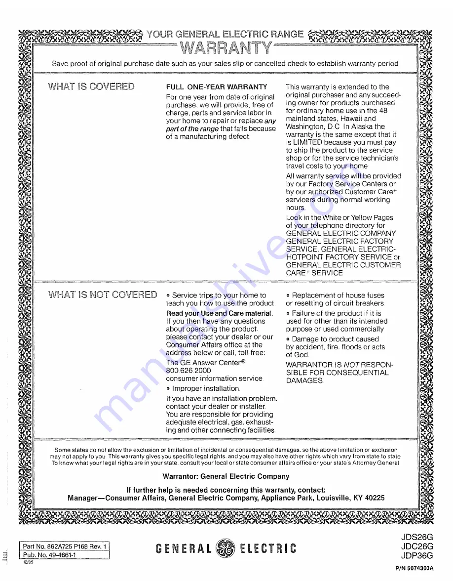 GE JDC26G Use And Care Manual Download Page 28