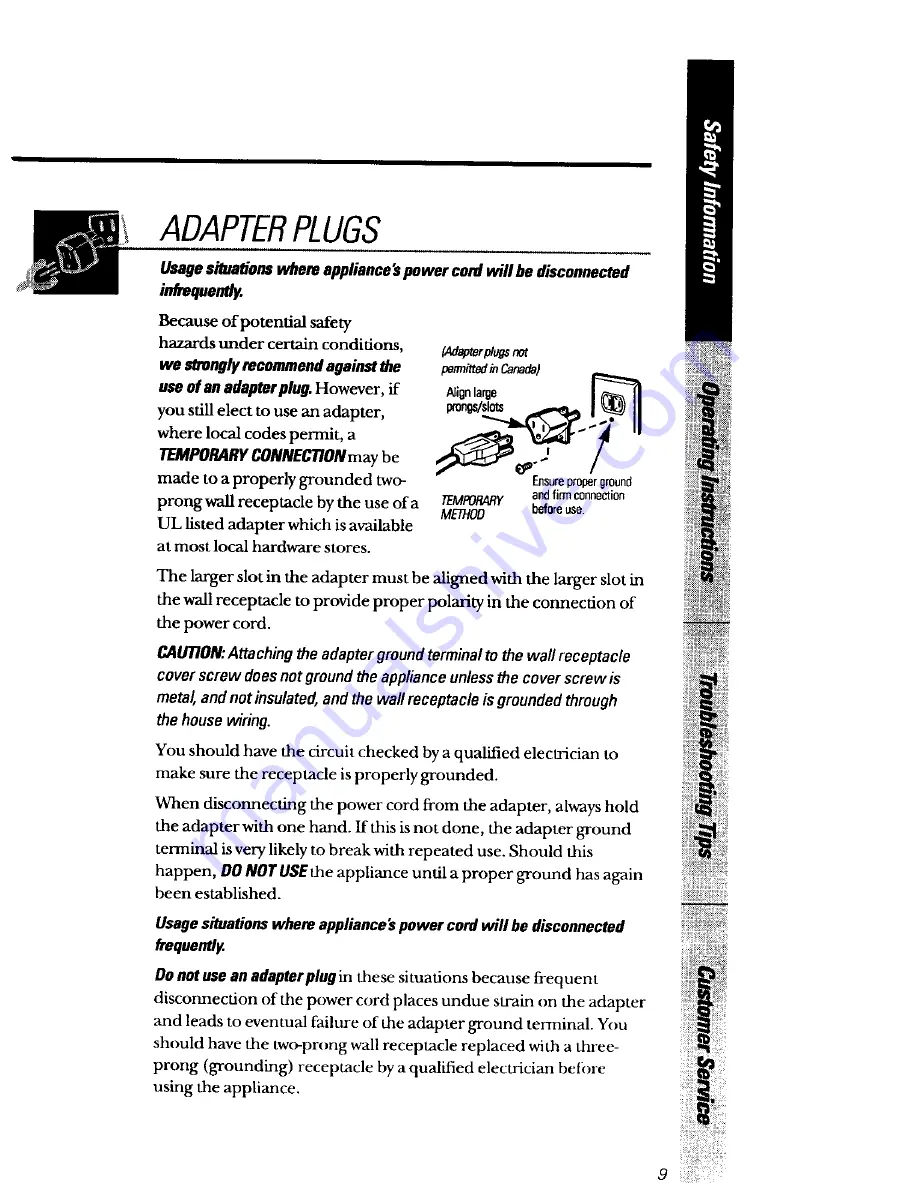 GE JE1250 Owner'S Manual Download Page 9