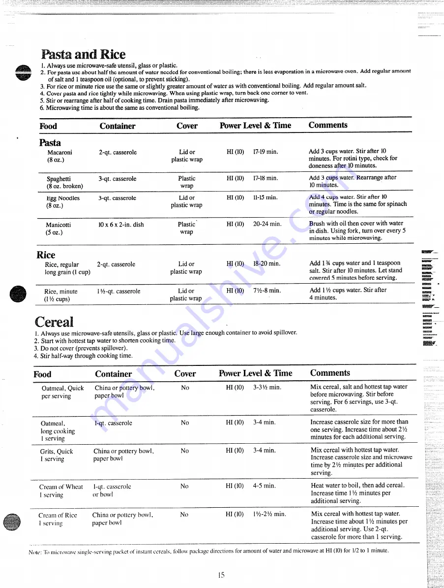 GE JE64 Use And Care Manual Download Page 15