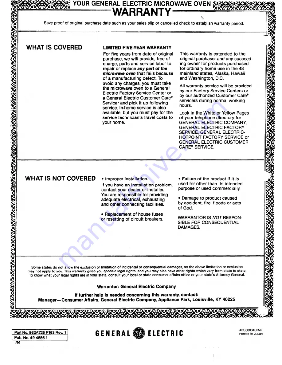 GE JEM31E Use And Care Manual Download Page 20