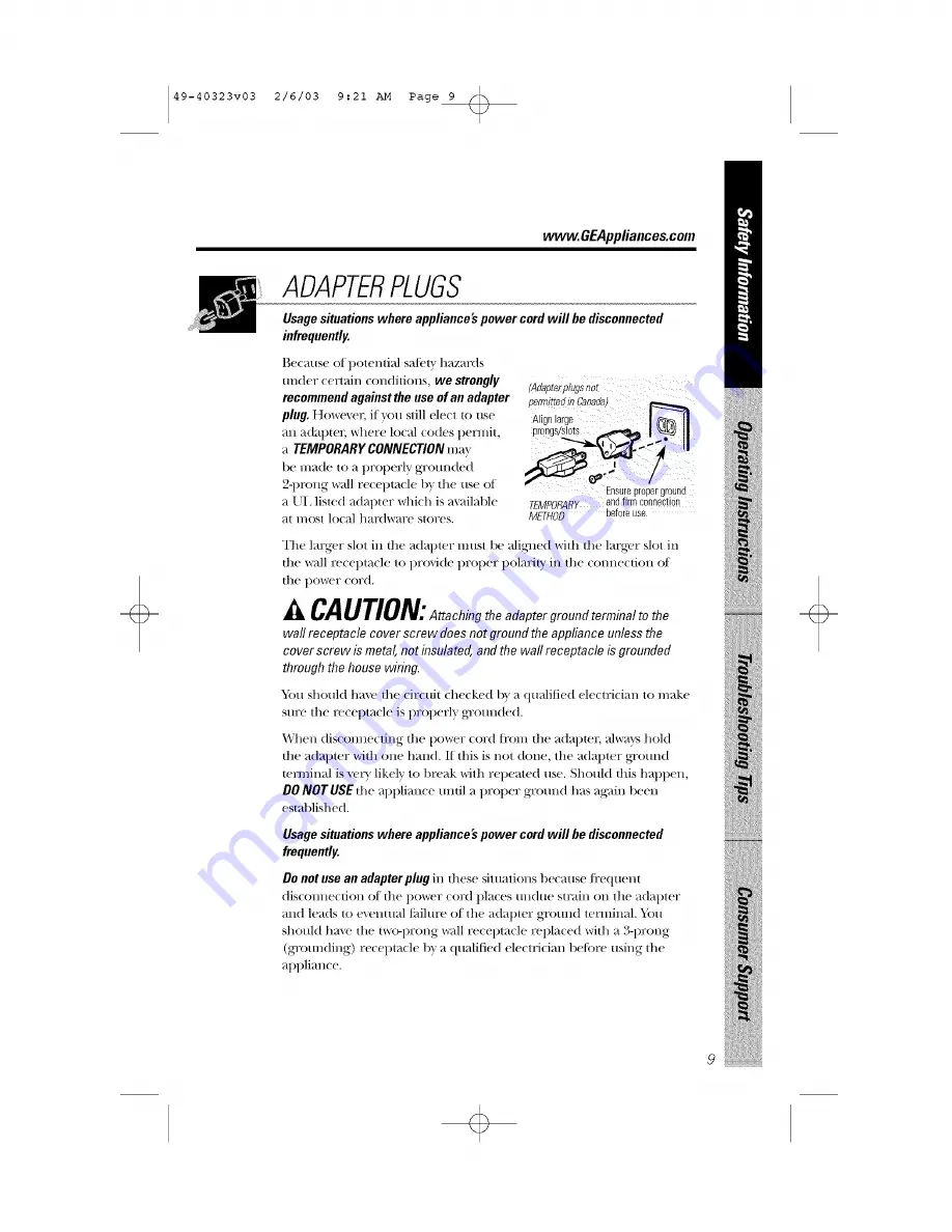 GE JES1246 Скачать руководство пользователя страница 9