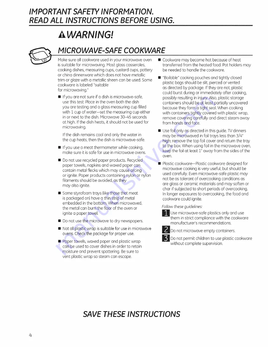 GE JES740 Owner'S Manual Download Page 4