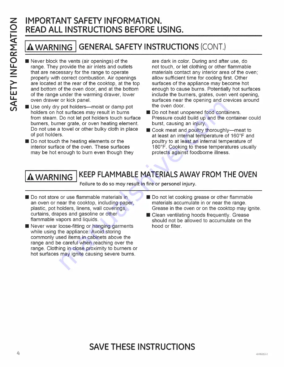 GE JGB850DEF1BB Owner'S Manual Download Page 4